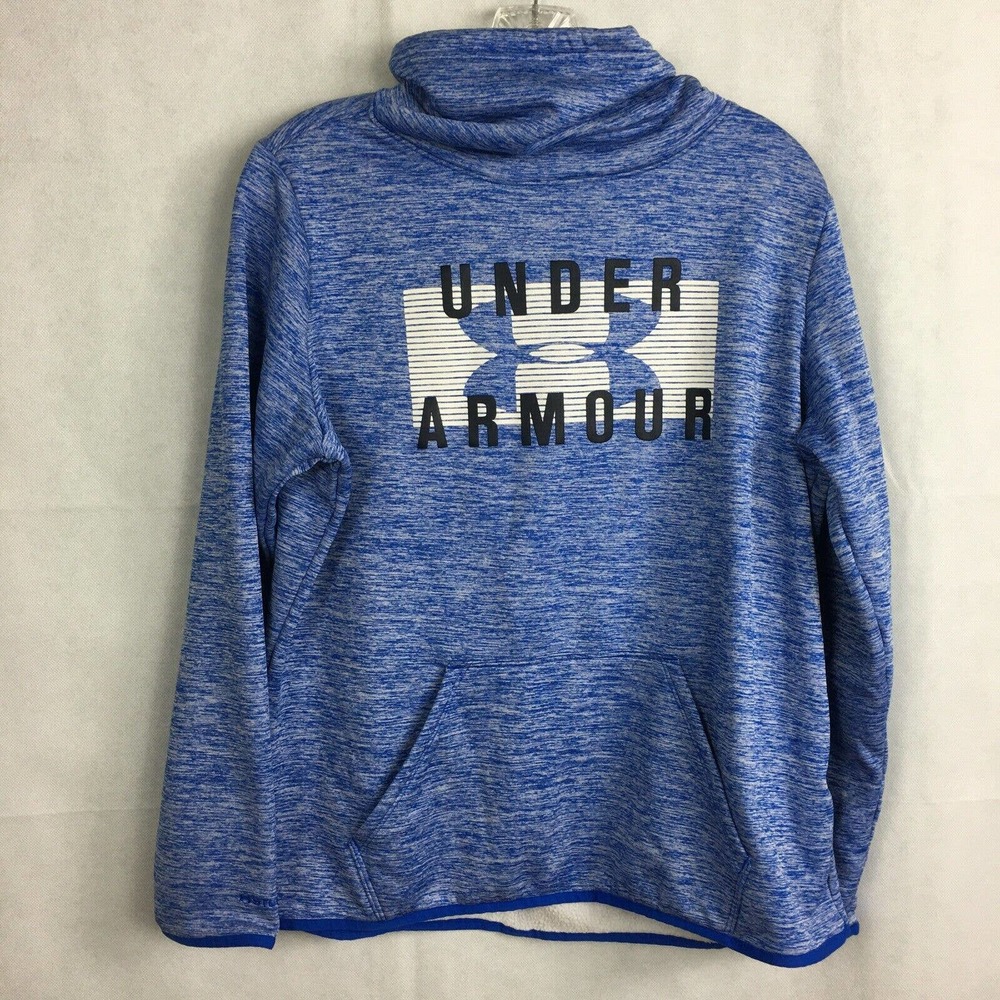 Under Armour Coldgear Sweatshirt Womens Sz L Blue White Pullover Turtleneck